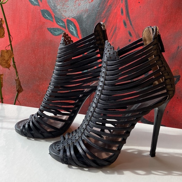 Made in Italy Tabitha Simmons Skyhigh Gladiator cage stiletto heels - 37 1/2 - Picture 5 of 17